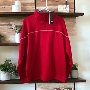 Adidas Sample Mens Medium Red Pullover with 4 Snaps - New With Tags